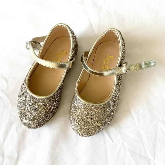 BARDOT JUNIOR girls size 8 kids gold glitter/sparkle party dress shoes ♡ - Picture 3 of 8